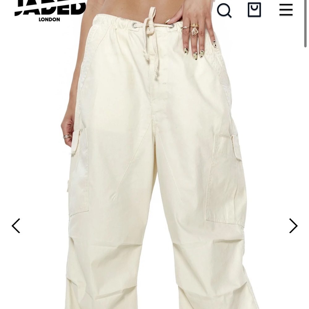 Jaded London Ecru Parachute Pants size M